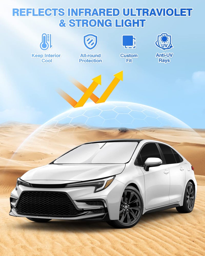 Canvcle Sunshades for 2020-2025 2026 Toyota Corolla Hatchback Accessories Windshield Sun Shade Side Rear Window Shade Cover Sun Visor Shield Privacy Protection for Camping Keep Vehicle Cool Black 6PCS - Image 2